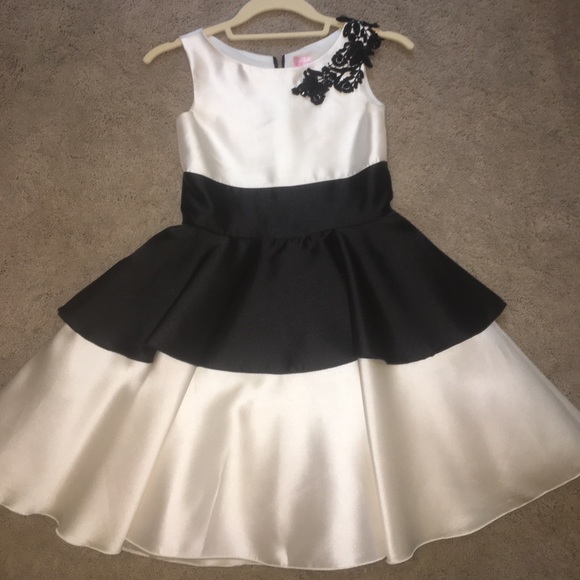 Girls black and white striped formal dress - Picture 2 of 3
